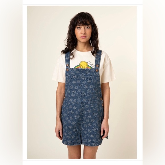 FRNCH Blue Denim Short Overalls - Picture 1 of 10
